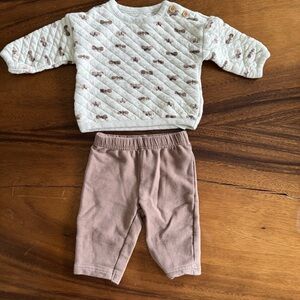 Little Planet Organic Cotton Cream Quilted Sweat Set 3M